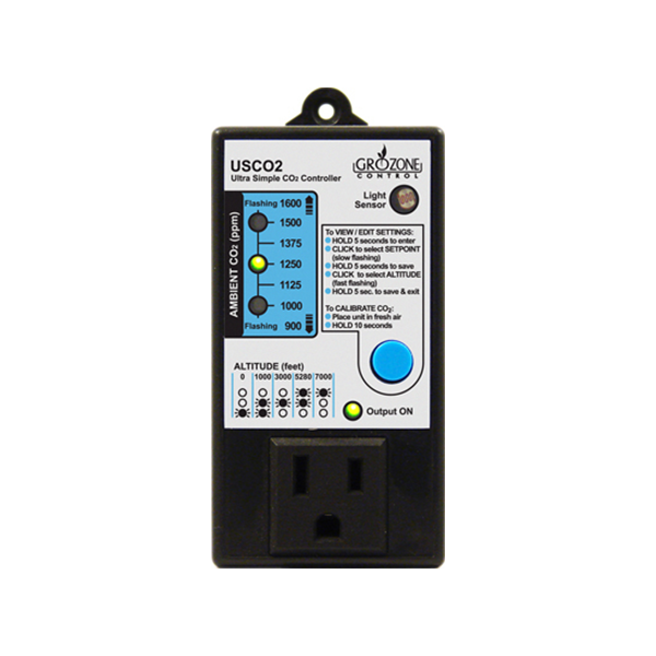 Growzone Control - USCO2 - 0-2000 PPM SIngle Zone Ultra Simple Co2 Controller