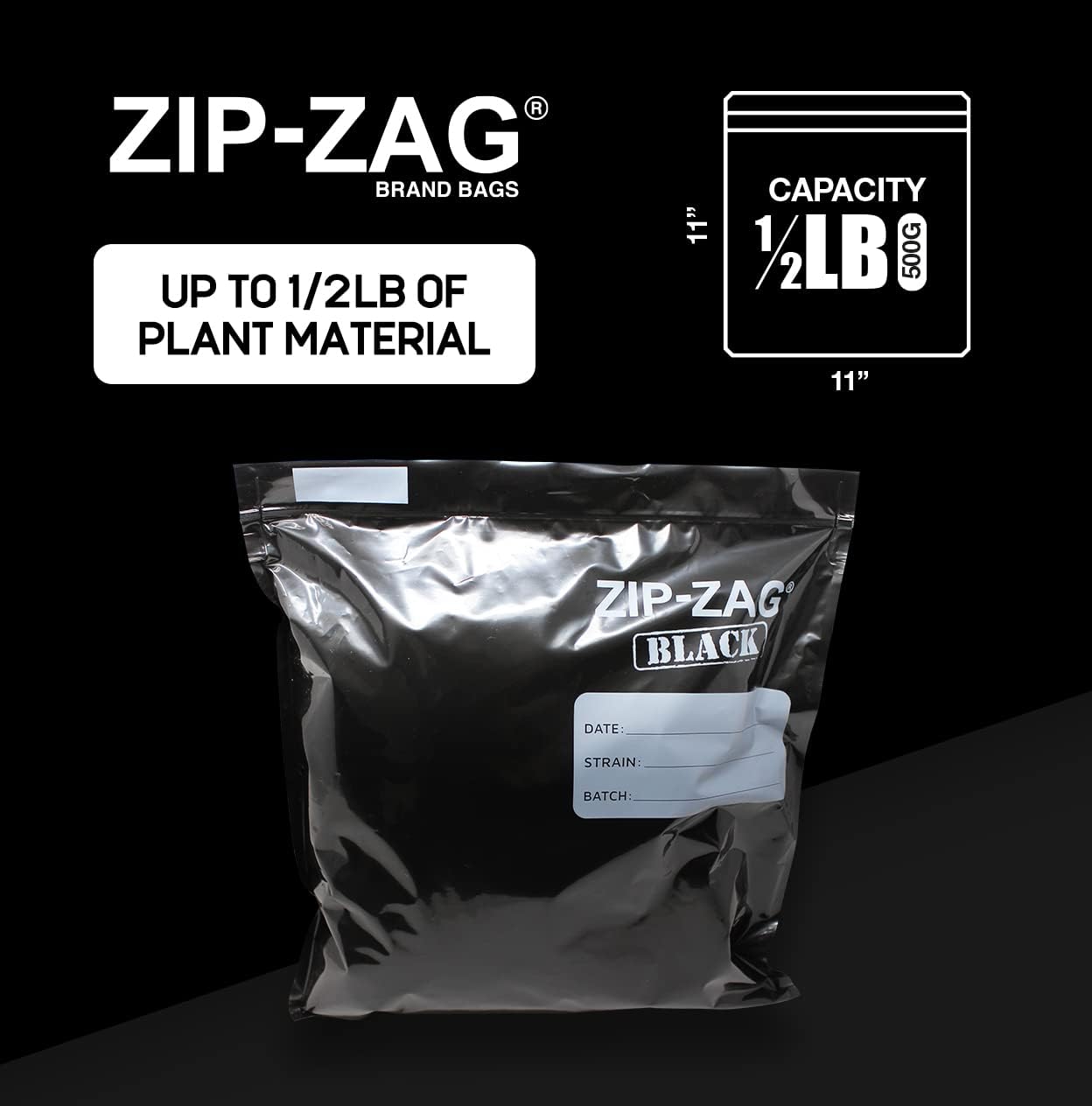 ZIP-ZAG® Bags - Large BLACK (50 bags)